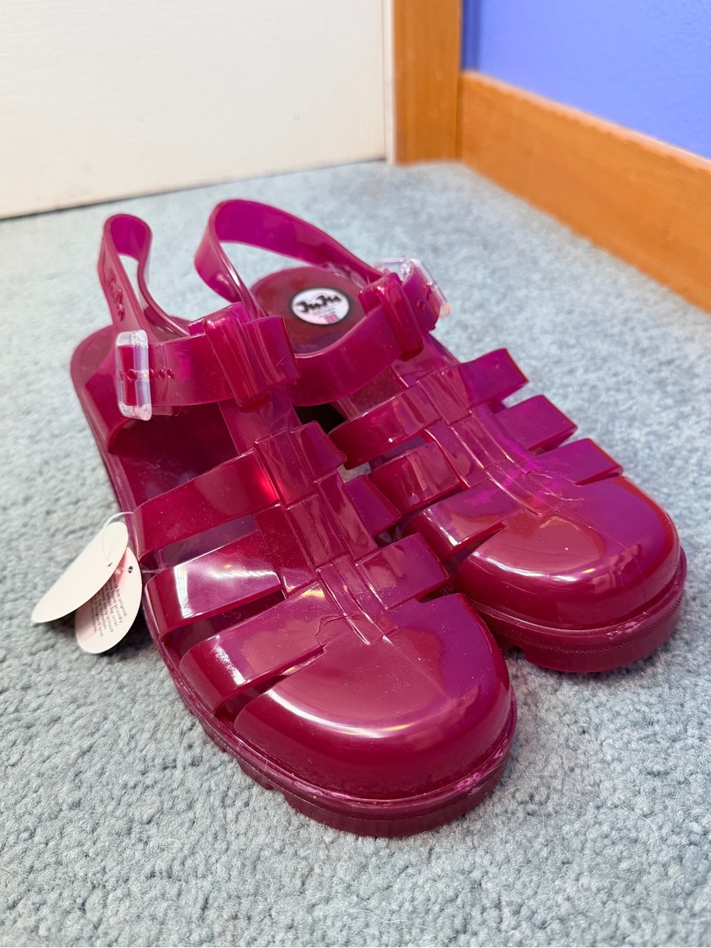 Juju Babe Fuchsia Jelly Heeled Fisherman Sandals